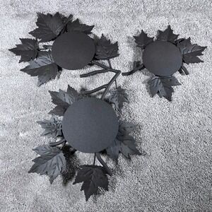 Longaberger Wrought Iron Maple Leaf Foliage Candle Holders‎ Set of 3 Centerpiece